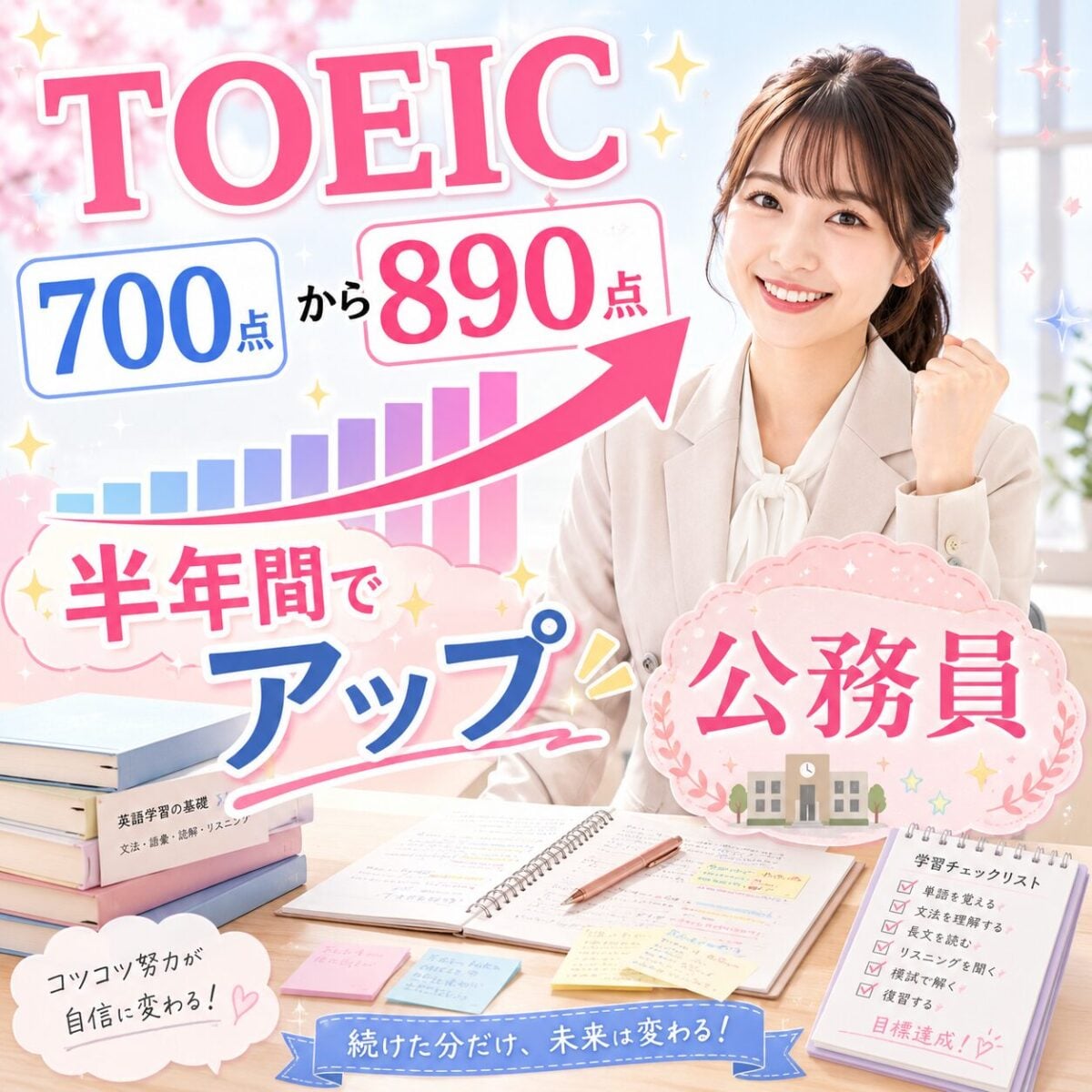 TOEIC700から890へアップ
